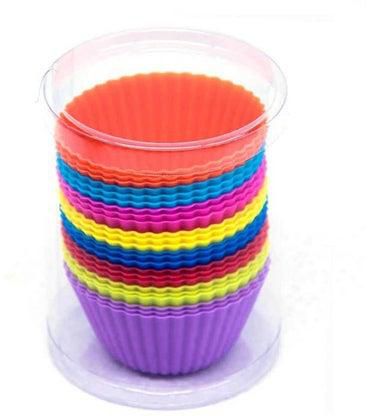 24 Suits Silicone Muffin Cup Round Cake Small Mold Baking Cup Tool Multicolour
