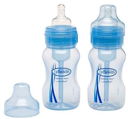 Dr. Brown'S Wide Neck Feeding Bottle 240 ml - Blue – 2 PCS