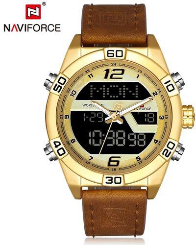 Naviforce Men's Digital/Analogue 30M Water Resistant Leather Fashion Wrist watch