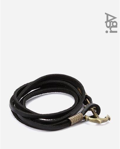 AGU Anchor Leather Bracelet - Black