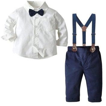 Boys' formal shirt with tie and suspenders