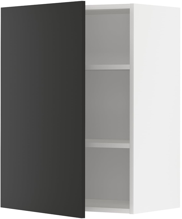 METOD Wall cabinet with shelves - white/Nickebo matt anthracite 60x80 cm