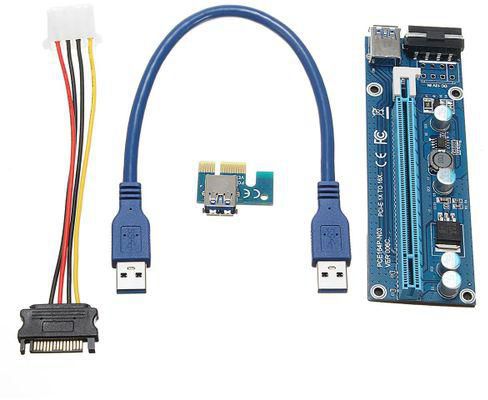 Generic 9pcs PCI-E Express USB3.0 1x to16x Extender Riser Card Adapter SATA Power Cable