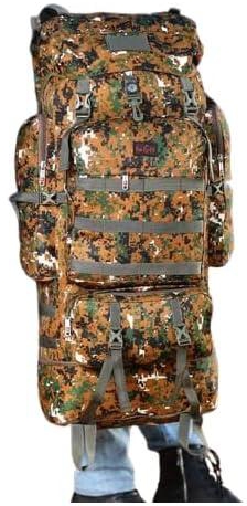 Safari 80L Backpack with 6 Pockets Travel and Travel Strong Duck Material Extra Durable Zip Camouflage Color