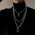 Personality Cross Square Metal Multilayers Punk Hip hop Long Chain Cool Necklace For Women Men Gifts