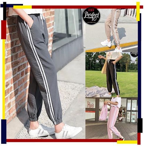 FST Women Trousers Female Cotton Loose Casual Stripe Pants [M091] (10 Colors)