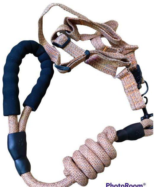 Pet High Quality Nylon Dog Harness And Leash Double Layer Pink