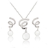 (MM223) 18k White Gold Plated Pearl Drop Jewelry Set