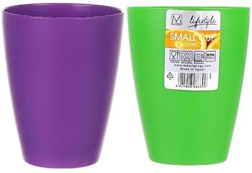 M-Design Lifestyle Plastic Cup, 300 ml - Purple + M-Design Lifestyle Plastic Cup, 300 ml - Green