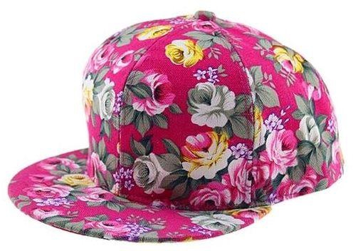 Fashion Hot Sale Unisex Floral Snapback Hip-Hop Hat Flat Peaked Adjustable Baseball Hats(Rose Red)