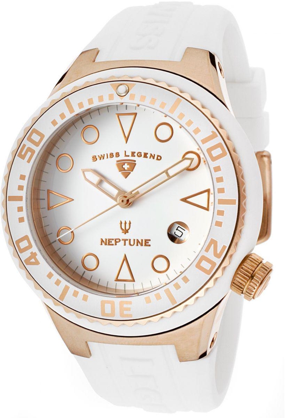 Swiss Legend Neptune Unisex White Dial Silicone Band Watch - SL-11044D-RG-02-WHT