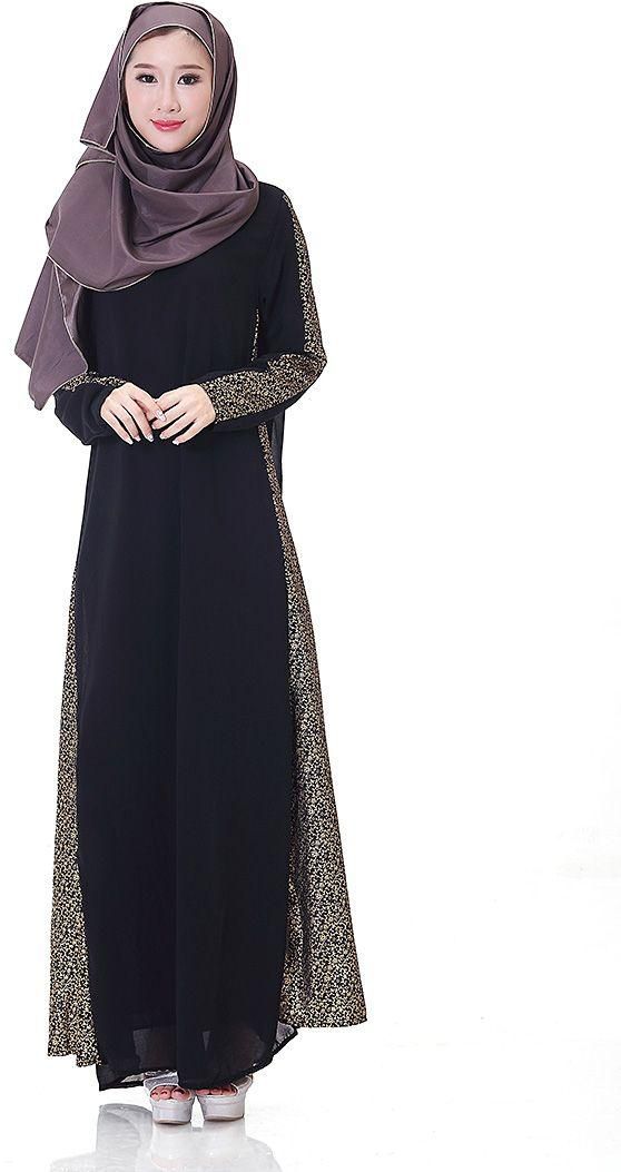 Vintage Women Kaftan Abaya Islamic Muslim Cocktail Long Sleeve Jilbab Maxi Dress