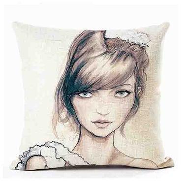 Cute Cartoon Girls Printed Sofa Cushion Cover Multicolour 45x45centimeter
