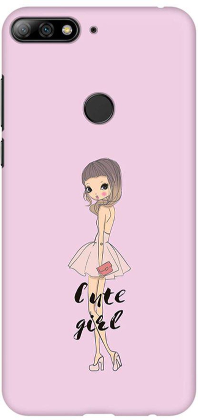 Matte Finish Slim Snap Basic Case Cover For Huawei Y7 Prime (2018) Coy Cute Girl
