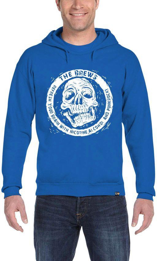 Izo Blue Cotton Round Neck Hoodie & Sweatshirt For Men