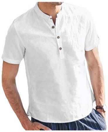 قميص سادة بأكمام قصيرة أبيض