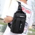 Black One Shoulder HAOSHUAI Bag Front Belt-Unisex-Waterproof-USB Port