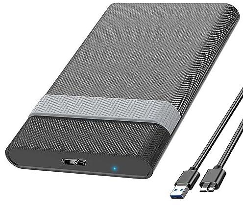 2.5 Inch External Hard Drive Enclosure, Azonee, USB 3.0 to SATA 7-9.5mm HDD SSD, External Hard Drive Disk Case, UASP Supported, Protable for Laptop, Black