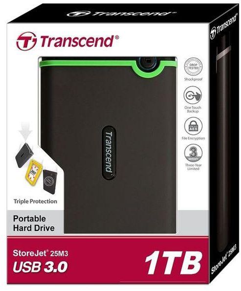 Transcend External Hard Drive - 1TB - USB 3.1 - Black