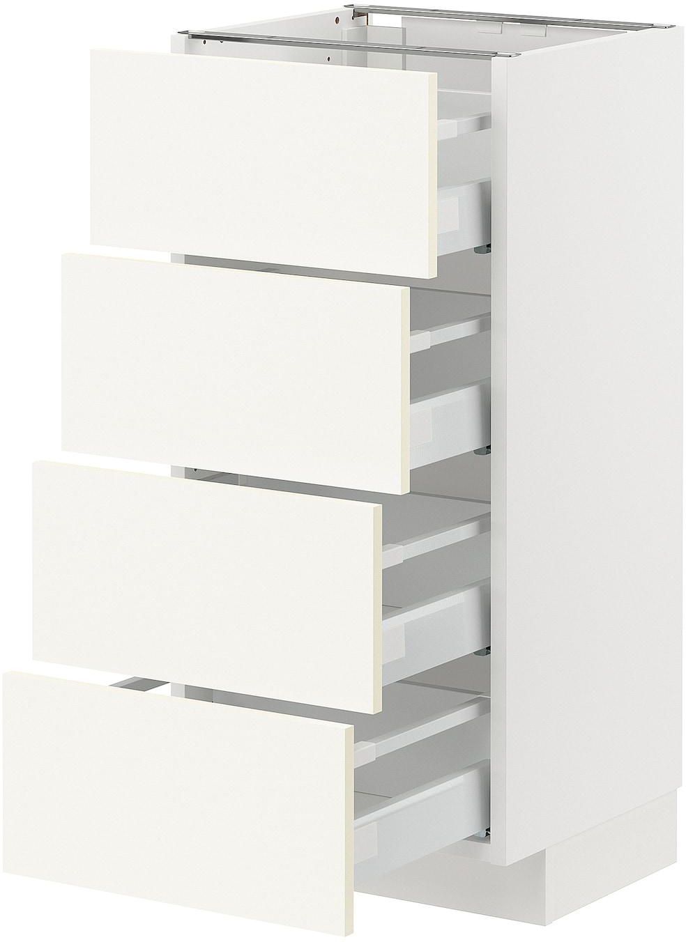 METOD / MAXIMERA Base cab 4 frnts/4 drawers - white/Vallstena white 40x37 cm
