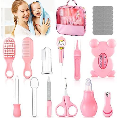 Healthcare and Grooming Kit 19 in 1 Healthcare Kit Portable Safety Care Set, Hair Brush Comb Nail Clipper File Nasal Aspirator for Grooming