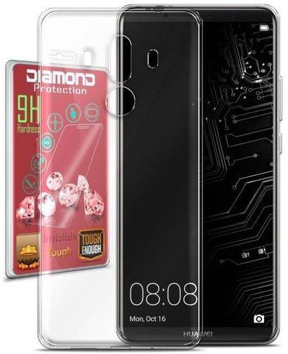 Diamond Silicon Cover For Huawei Mate 10 Pro - Clear + Diamond Glass Screen Protector