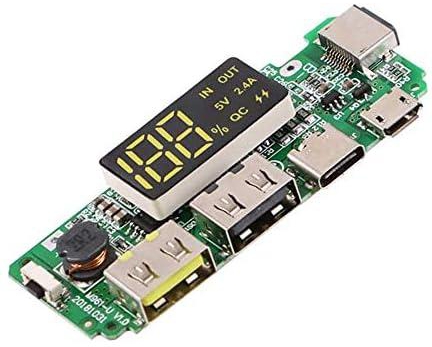 WSDMAVIS 1Pcs 18650 Charger Board Lithium Battery Charging Module Dual USB 5V 2.4A MiniType-C Power Bank Module DIY with Overcharge Overdischarge Short Circuit Protection LED Display