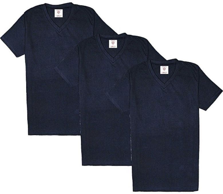 Mauton Sleek Pack Of 3 V-neck T-shirts - Navy Blue
