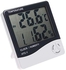 ساعة HTC-1 درجة الحرارة والرطوبة بلون ابيض، رقمي، بولي كربونات (PC)