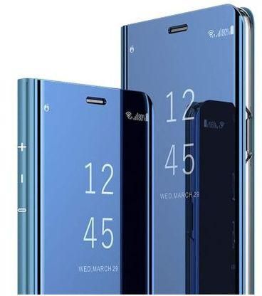 Generic Flip Folio Slim Cover for Samsung Galaxy A70 PU Mirror:Blue