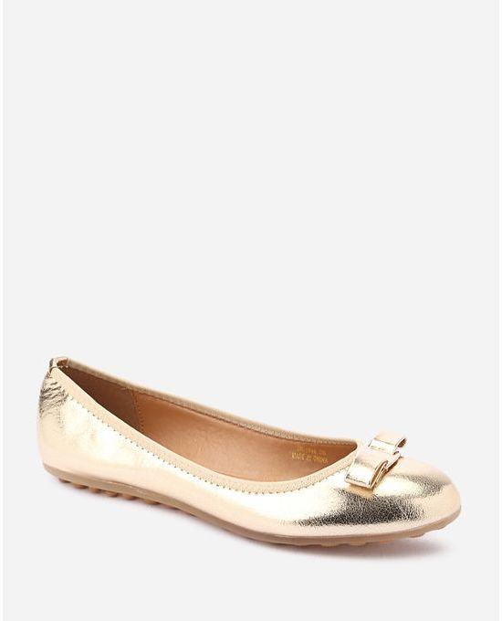 Shoe Room Plain Ballerina - Gold