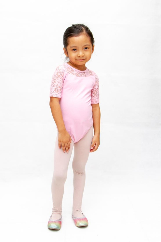 Eloque9737 Lace Leotard for Girls - 4 Sizes (Pink)