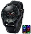 Black LED Light Waterproof Quartz Wrist Watch With Silicon Band - Black.