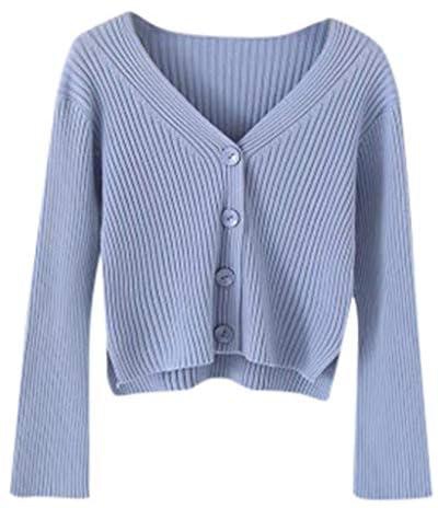 Fankle Sale Women's Button Down V Neck Long Sleeve Cropped Soft Sweater Knit Cardigan Coat