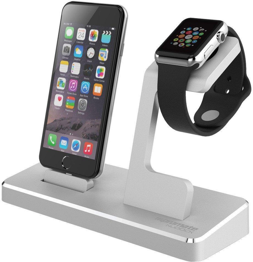 Promate NuDock 3 in 1 MFi Wireless Charger Dock with 2 USB Ports for Apple iPhone 6S / Apple Watch Silver