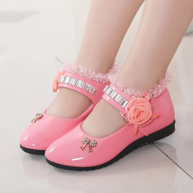 Girls new non-slip soft sole children's single shoes baby peas crystal girl princess Oxfords  Shoes Fast delivery within 1-5 days