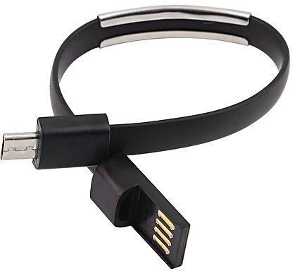Allwin Wristband Micro USB Cable Data Charging Line Bracelet for Cell Phone Android Black