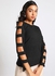 Women's Hole Sleeve Stylish Sweater Black