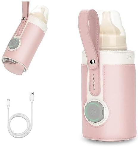 Portable Bottle Warmer, Bottle Warmer with 2A USB Wall Charger, with 3 Temperature Control, USB Baby Bottle Warmer for Breastmilk or Formula for Travel and Other Outdoor Activities