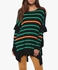 Black Multicoloured Stripe Knit Oversized Top