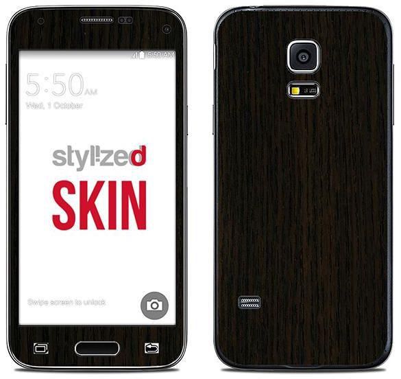Stylizedd Premium Vinyl Skin Decal Body Wrap for Samsung Galaxy S5 Mini - Wood Dark Tamo