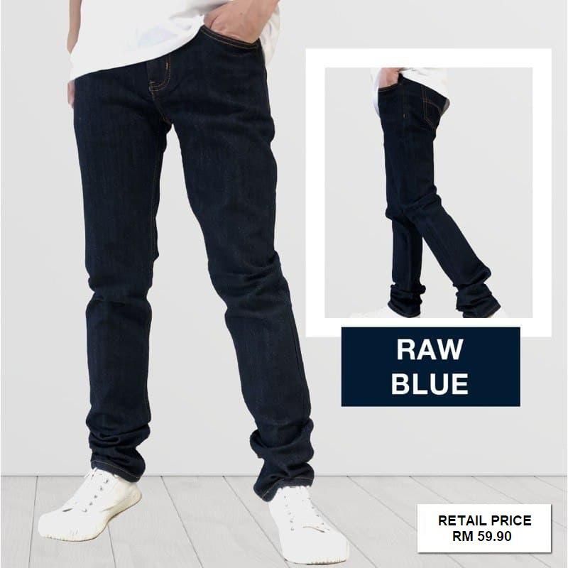 Lush Raw Blue Denim Men's Slim Fit Jeans - 12 Sizes