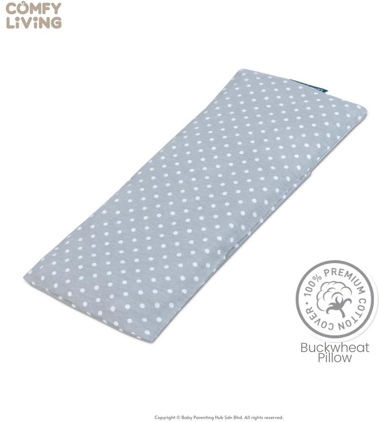 Comfy Living Buckwheat Baby Pillow 14x33cm (Grey Dot)