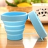 Zoreya Portable Silicone Telescopic Drinking Collapsible Folding Cup Travel Camping-Sky Blue