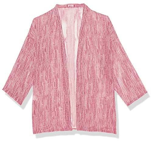 Andora womens Self Pattern Chiffon Plus Size Cardigan - Rose/White Cardigan Sweater