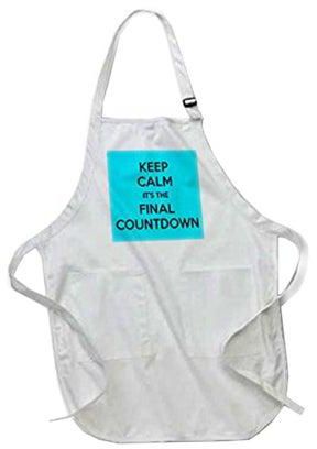 Keep Calm Its The Final Countdown Printed Apron With Pockets White 22 x 30inch