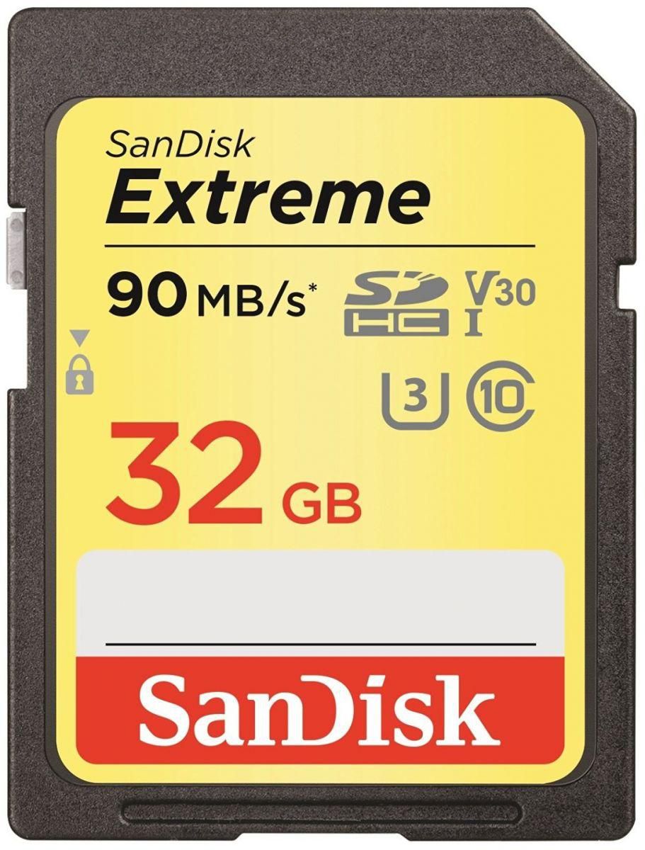 SanDisk Extreme V30 32GB SDHC UHS-I Card U3 Up To 90MB/s Speed