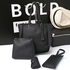 Neworldline Women Four Set Handbag Shoulder Bags Four Pieces Tote Bag Crossbody Wallet BK-Black