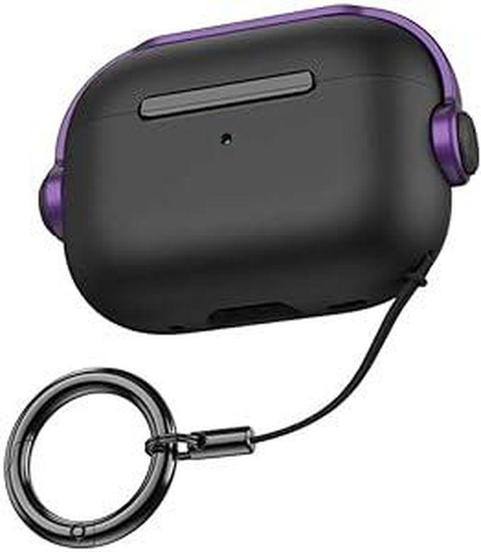 Protective Case for Airpods Pro with Secure Lock, Protective Case for Music Earbuds (Black Mauve)