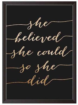 She Believed She Could So She Did Wall Art Painting With Frame Black/Brown 32x22centimeter